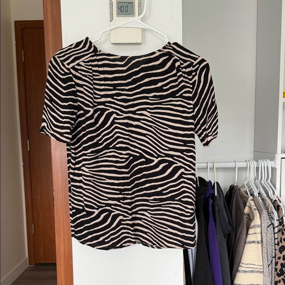 H&M Black and Cream Zebra Print Blouse